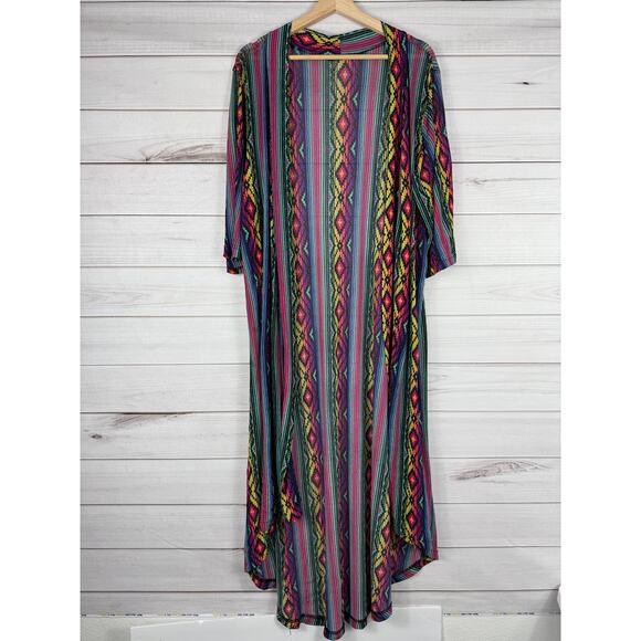 Crazy Train Kimono Cardigan Beachy Coverup Open Flowy L Black Stripped One Size‎ - Picture 1 of 6